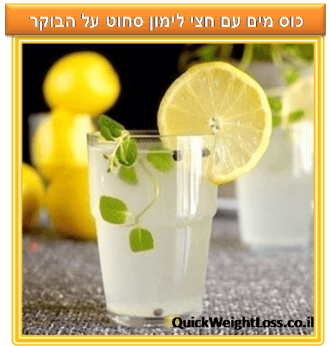 כוס מים עם לימון סחוט על הבוקר